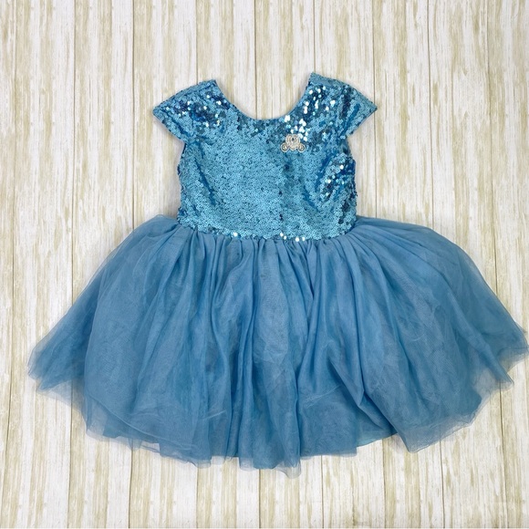 Disney Other - The Disney Store Blue Sequin Cinderella Costume Dress